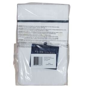 NEW Ralph Lauren Home Palmer Percale Euro Sham White/Loft Gray Organic Cotton